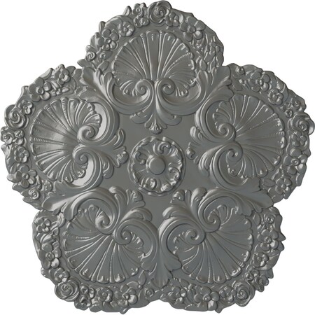 Ekena Millwork Shell Ceiling Medallion, Hand-Painted Silver, 25 5/8"OD x 1"P CM25SHSLS